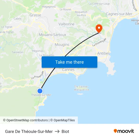 Gare De Théoule-Sur-Mer to Biot map