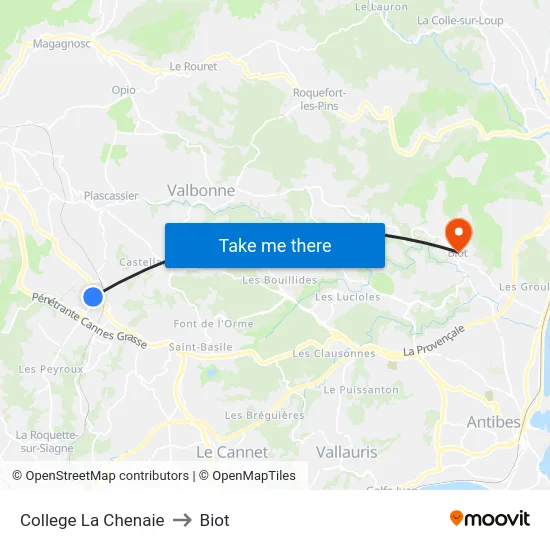 College La Chenaie to Biot map
