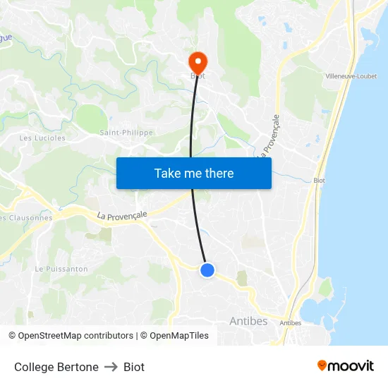 College Bertone to Biot map