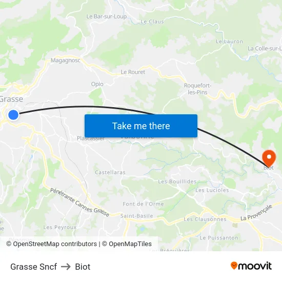 Grasse Sncf to Biot map