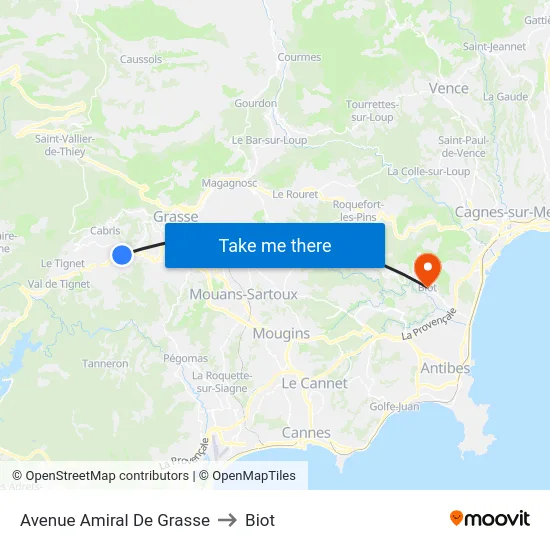 Avenue Amiral De Grasse to Biot map