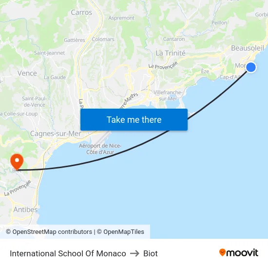 International School Of Monaco to Biot map
