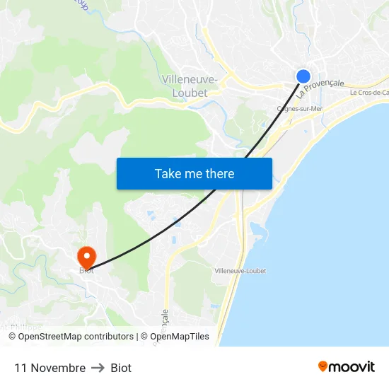 11 Novembre to Biot map