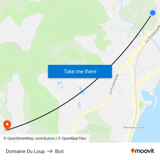 Domaine Du Loup to Biot map