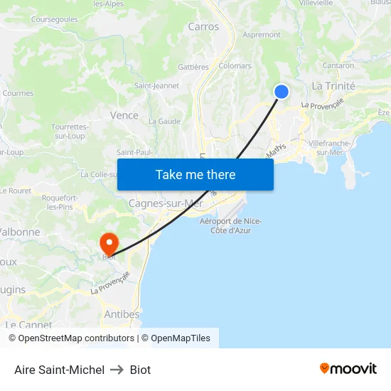 Aire Saint-Michel to Biot map