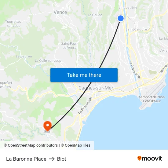 La Baronne Place to Biot map