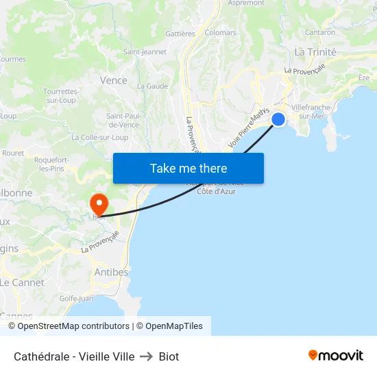 Cathédrale - Vieille Ville to Biot map