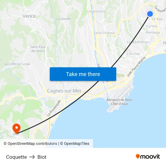 Coquette to Biot map