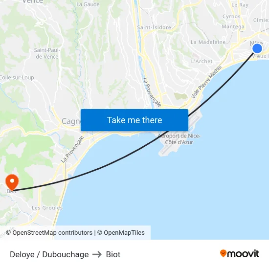 Deloye / Dubouchage to Biot map