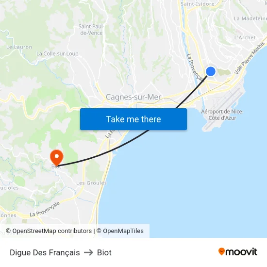 Digue Des Français to Biot map