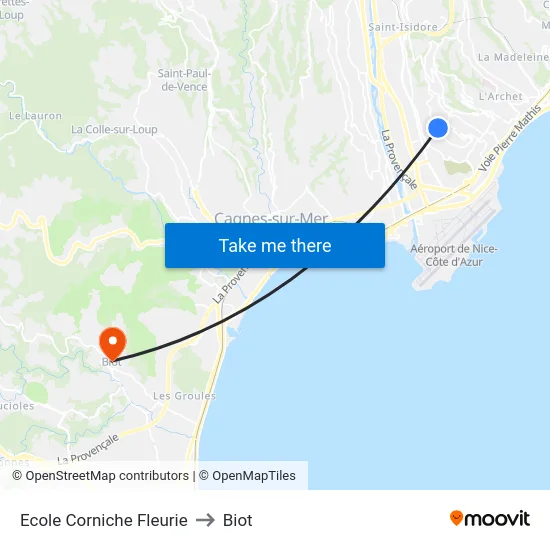 Ecole Corniche Fleurie to Biot map