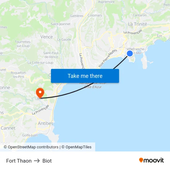 Fort Thaon to Biot map