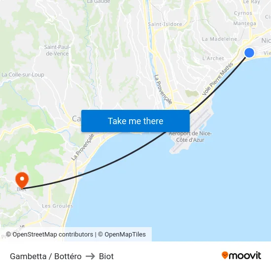 Gambetta / Bottéro to Biot map