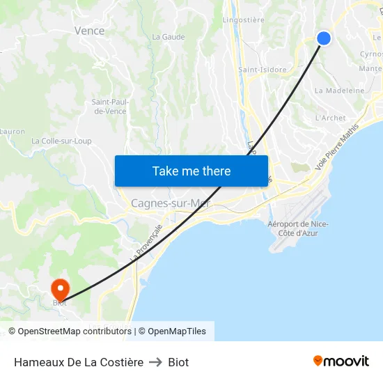 Hameaux De La Costière to Biot map
