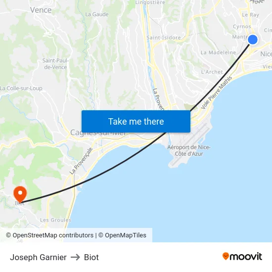 Joseph Garnier to Biot map