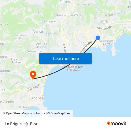 La Brigue to Biot map