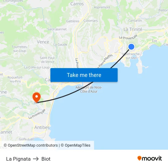 La Pignata to Biot map