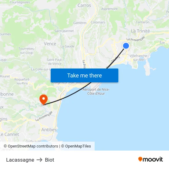 Lacassagne to Biot map