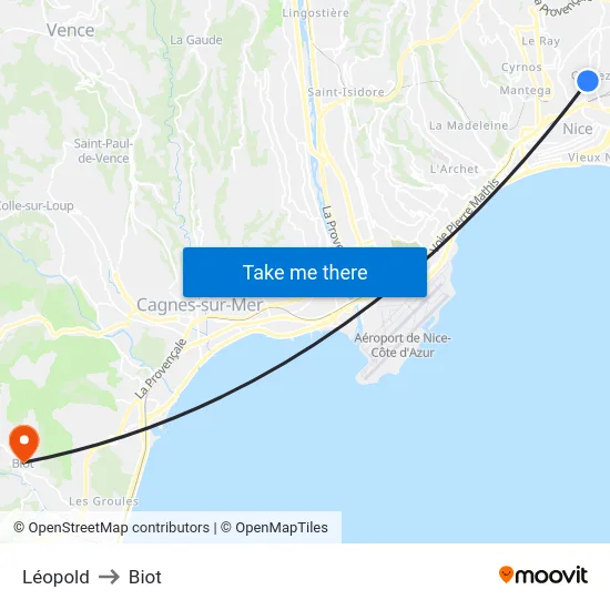 Léopold to Biot map