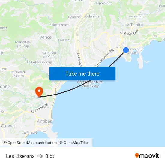 Les Liserons to Biot map