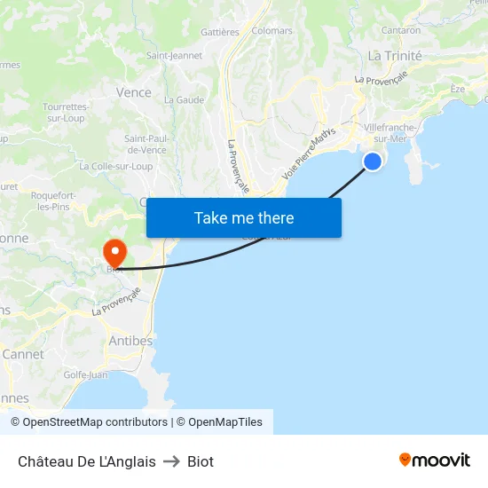 Château De L'Anglais to Biot map