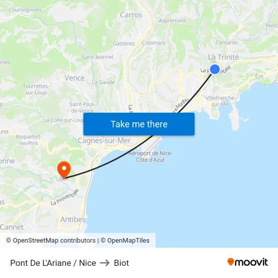 Pont De L'Ariane / Nice to Biot map