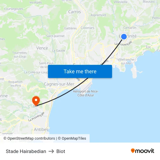 Stade Hairabedian to Biot map