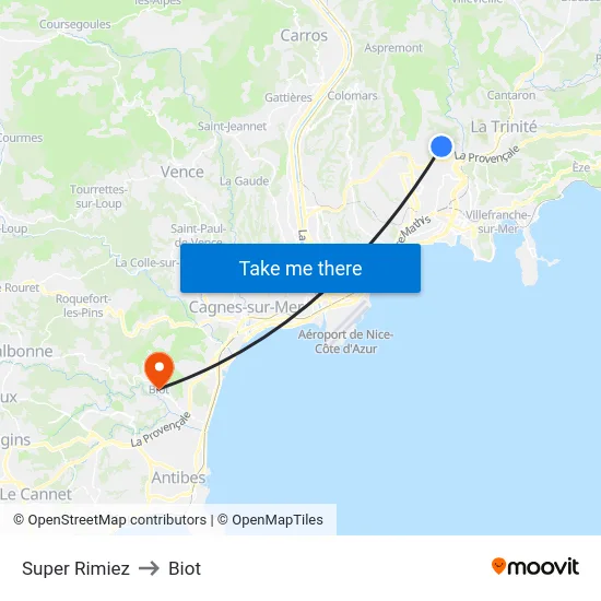 Super Rimiez to Biot map