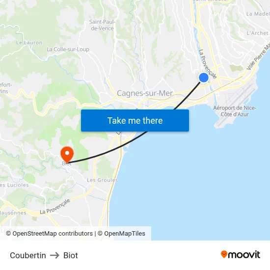 Coubertin to Biot map