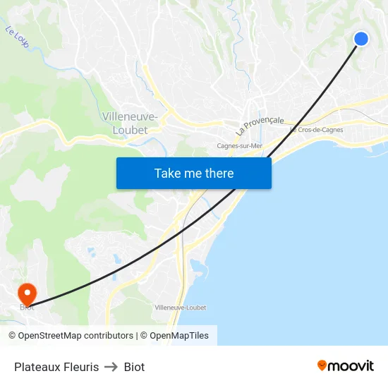 Plateaux Fleuris to Biot map