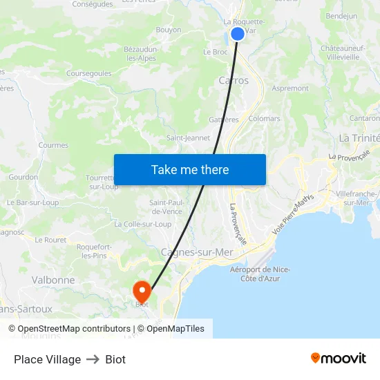 Place Village to Biot map