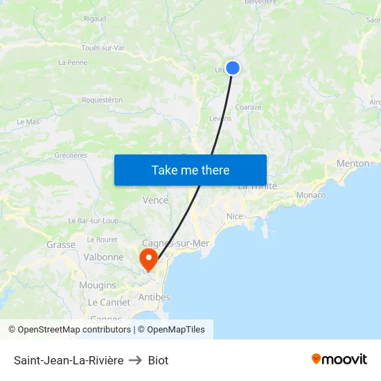 Saint-Jean-La-Rivière to Biot map