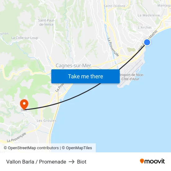 Vallon Barla / Promenade to Biot map