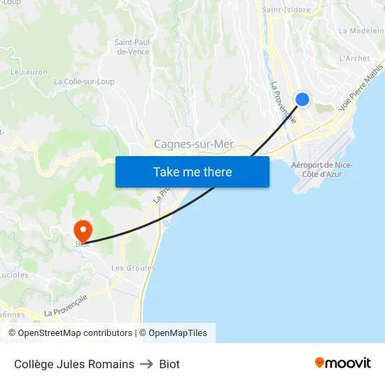 Collège Jules Romains to Biot map