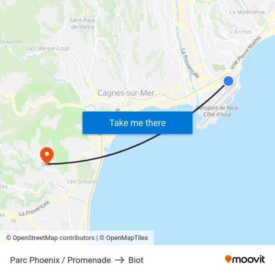 Parc Phoenix / Promenade to Biot map