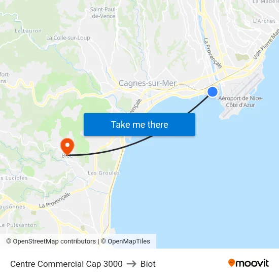 Centre Commercial Cap 3000 to Biot map