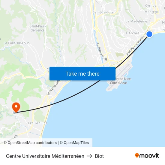 Centre Universitaire Méditerranéen to Biot map