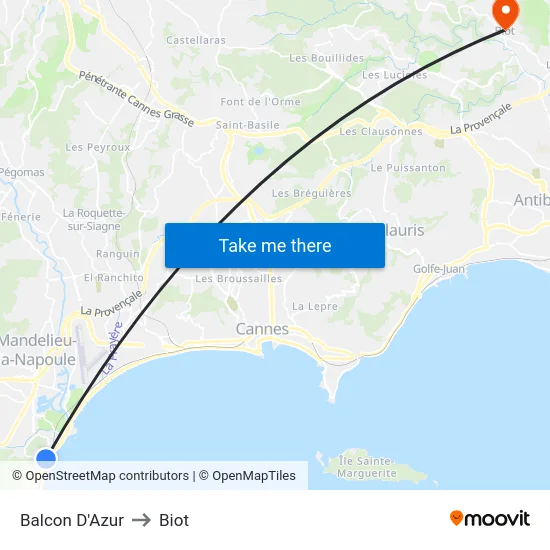 Balcon D'Azur to Biot map