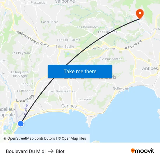 Boulevard Du Midi to Biot map