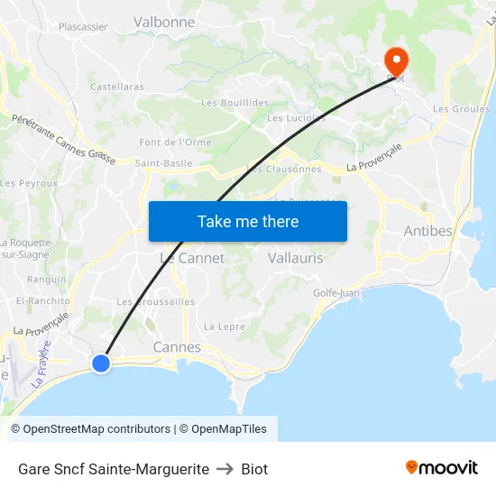 Gare Sncf Sainte-Marguerite to Biot map