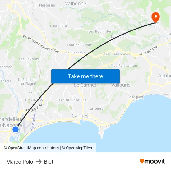 Marco Polo to Biot map