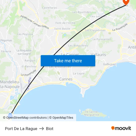 Port De La Rague to Biot map
