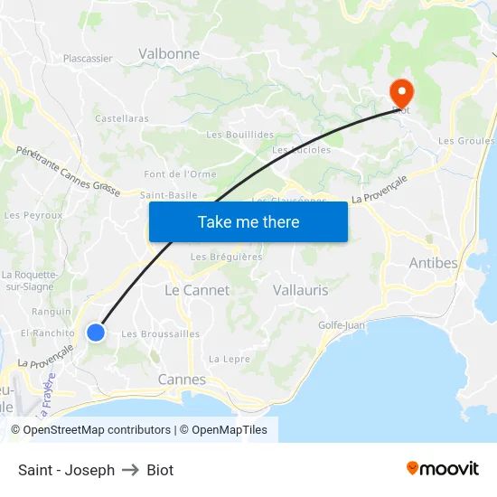 Saint - Joseph to Biot map