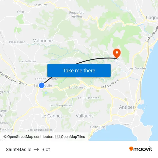 Saint-Basile to Biot map