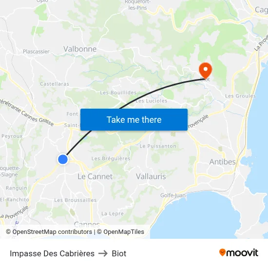 Impasse Des Cabrières to Biot map