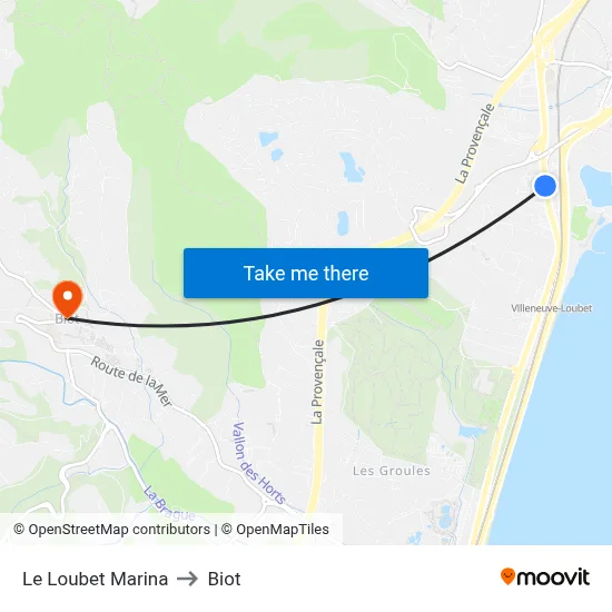 Le Loubet Marina to Biot map