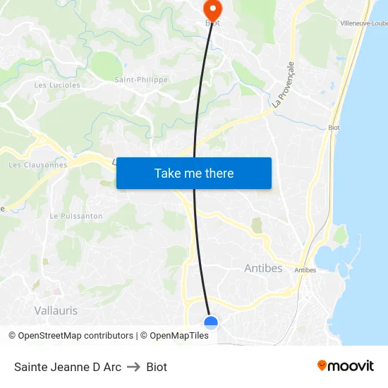 Sainte Jeanne D Arc to Biot map