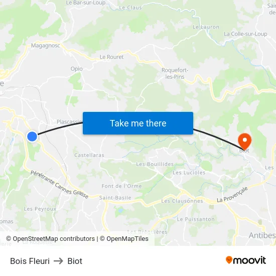 Bois Fleuri to Biot map