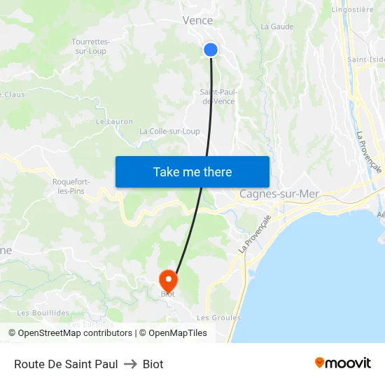 Route De Saint Paul to Biot map