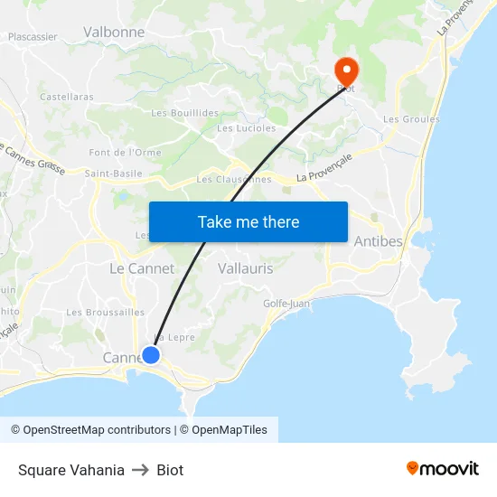 Square Vahania to Biot map